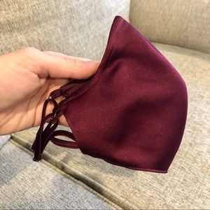 Maroon/Burgundy Satin Adjustable Loop Face Mask